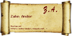 Zahn Andor névjegykártya